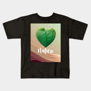 Love Nature No. 3: Green Valentine's Day on a Dark Background Kids T-Shirt